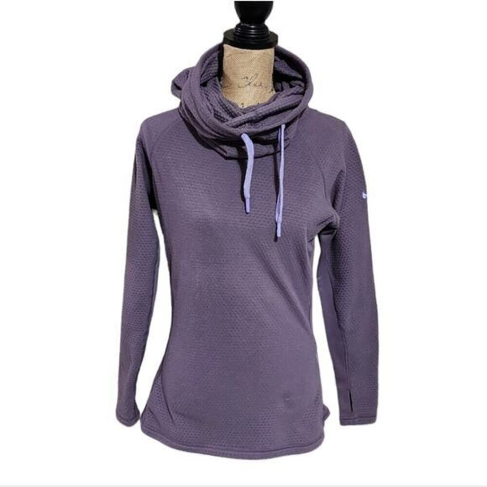 Nike Fitted Purple Funnel Neck Sweater Women's Sz S Thumb Hole‎ Side Zipper